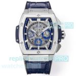 Perfect Clone Hublot Spirit of Big Bang 45mm Swiss 4700 Blue Leather Strap Watch 